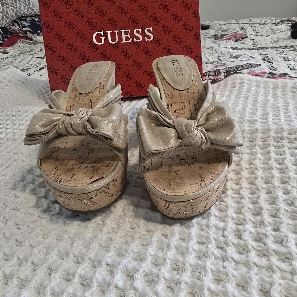 GUESS Women's Gold Platform Sandals